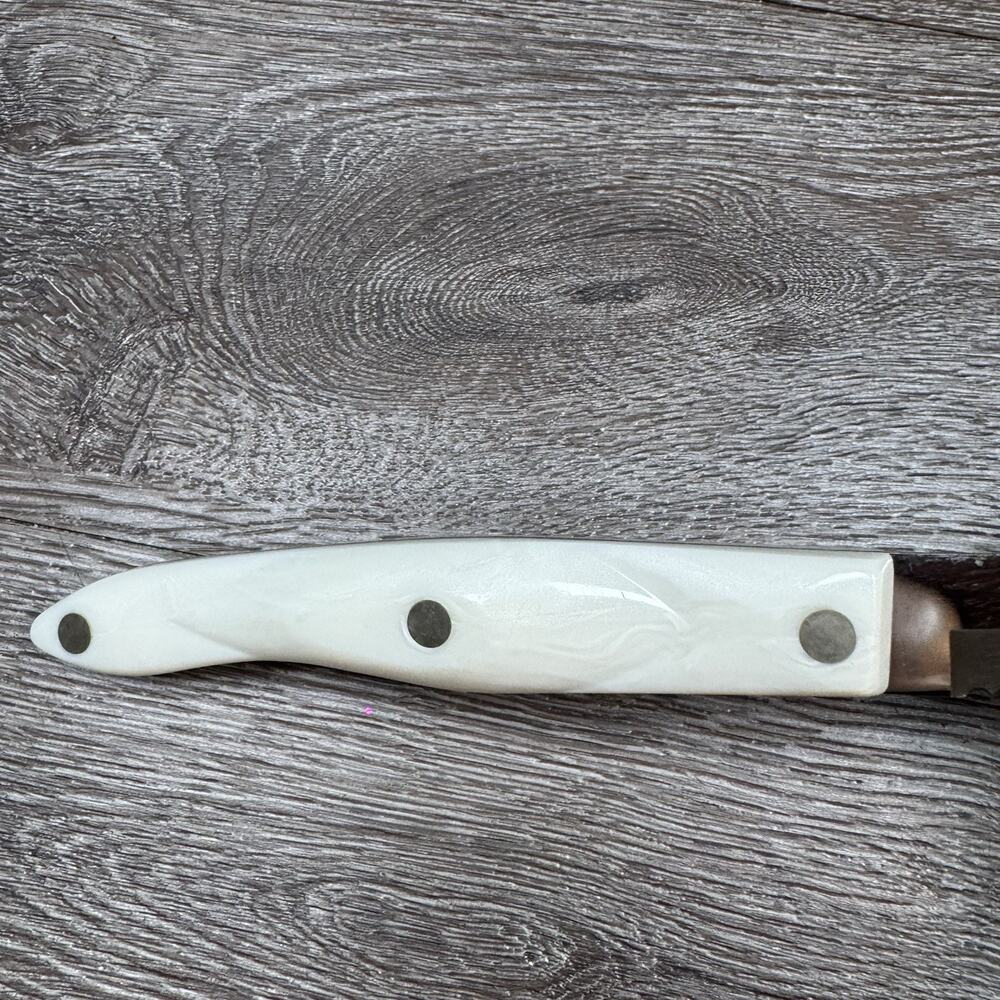 CUTCO 1729 JG Meat CARVING KNIFE Serrated 7" Blade WHITE PEARL Swirl 12" USA - Picture 6 of 11
